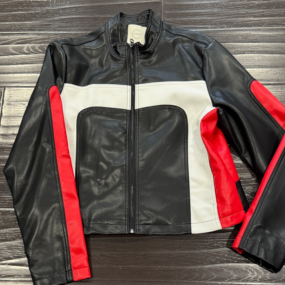 Black and Red faux Leather Jacket